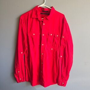 Sean John Mens Red Long Sleeve‎ Button Up Shirt